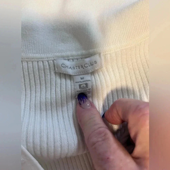 Charter club women’s size medium 100% cotton long sleeve shirt with buttons - Picture 4 of 6